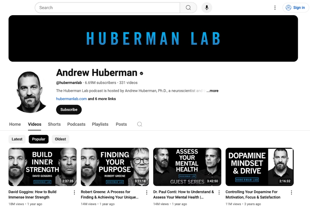 Andrew Huberman YouTube Channel