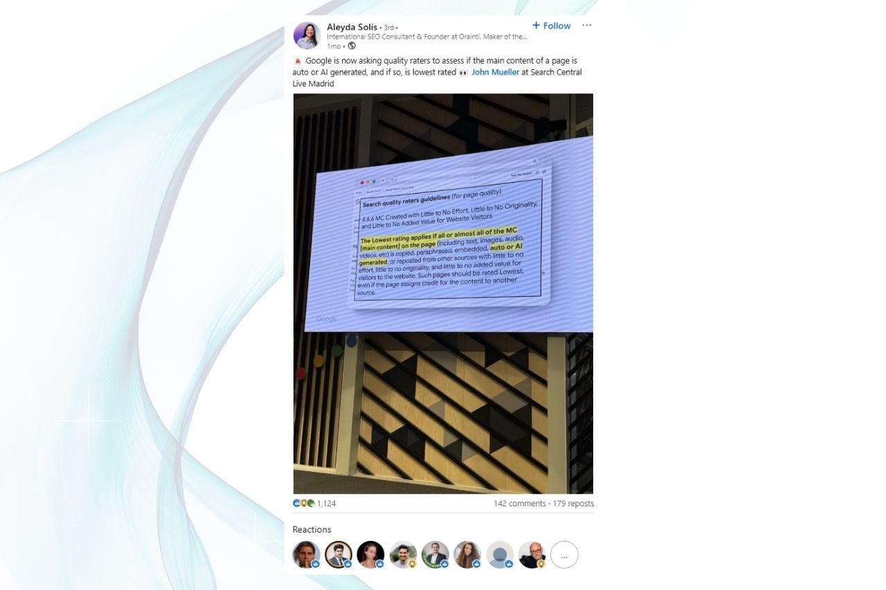 Google's John Mueller Sharing how Google now asks quality raters to assess if the main content of a page is auto or ai generated once again proving that Google can rank AI written blogs