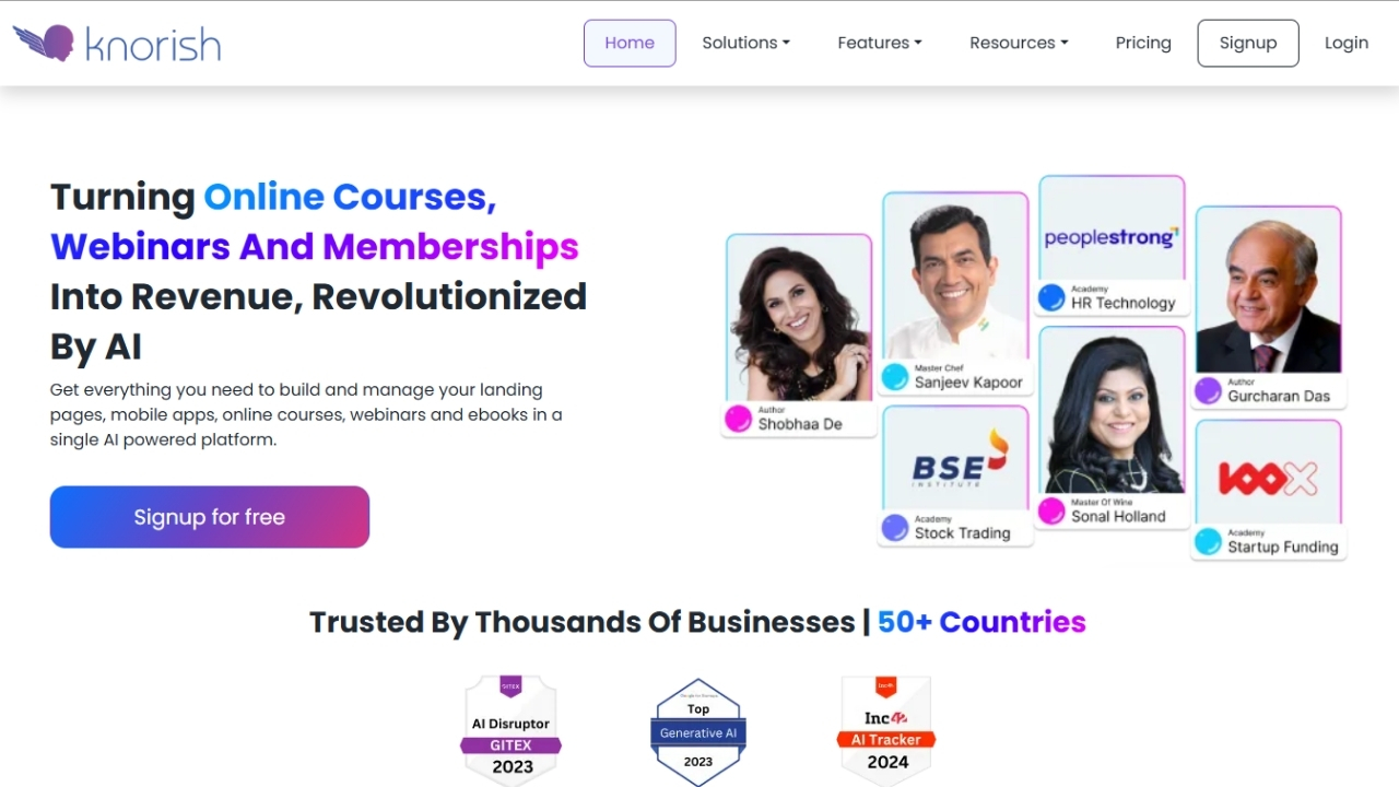Knorish call-to-action banner for building an online academy and sell online courses