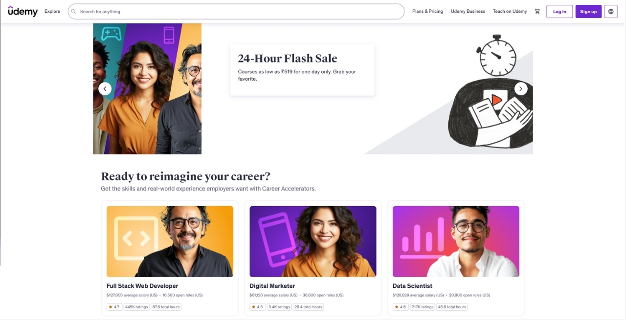 Udemy dashboard interface for creating and selling online courses