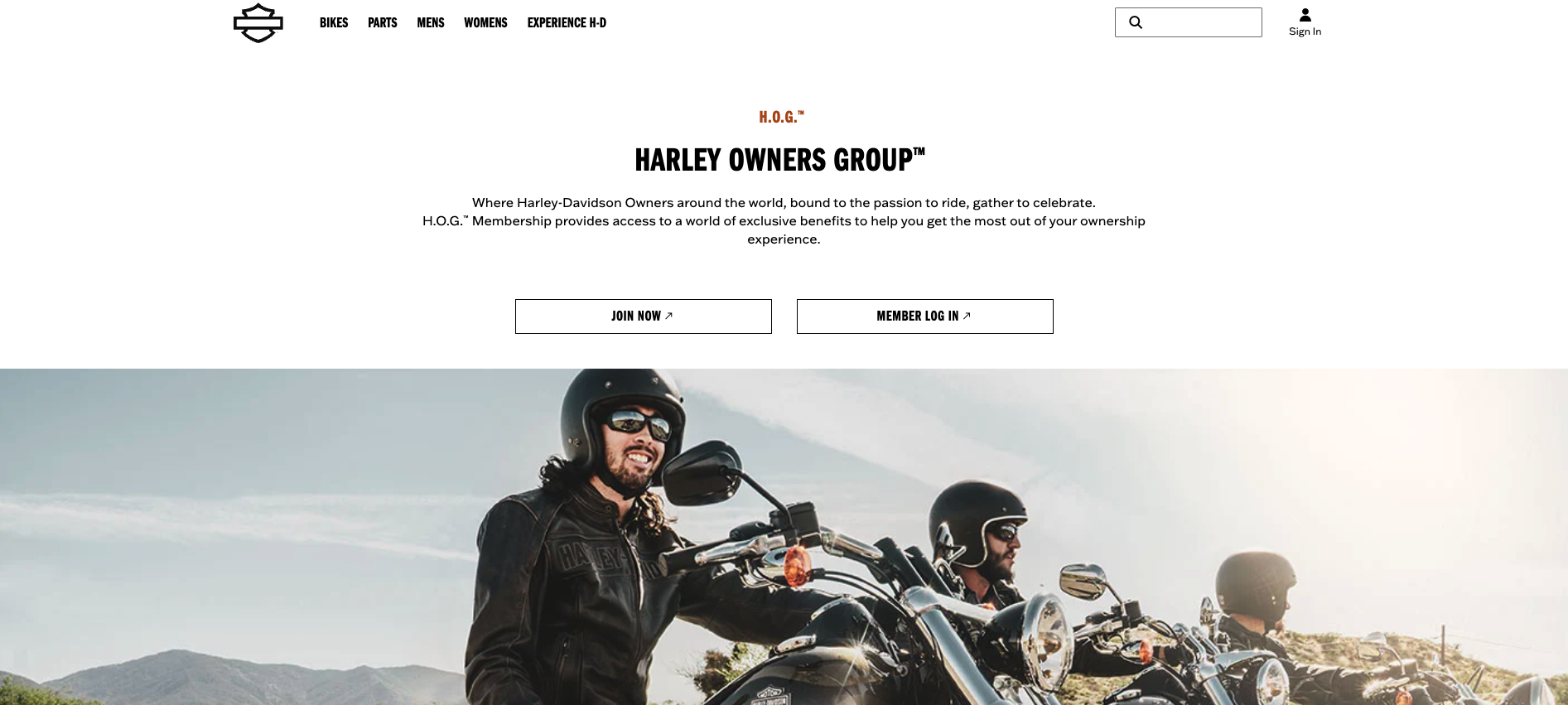 Harley Davidson HOG Community Website Banner Section