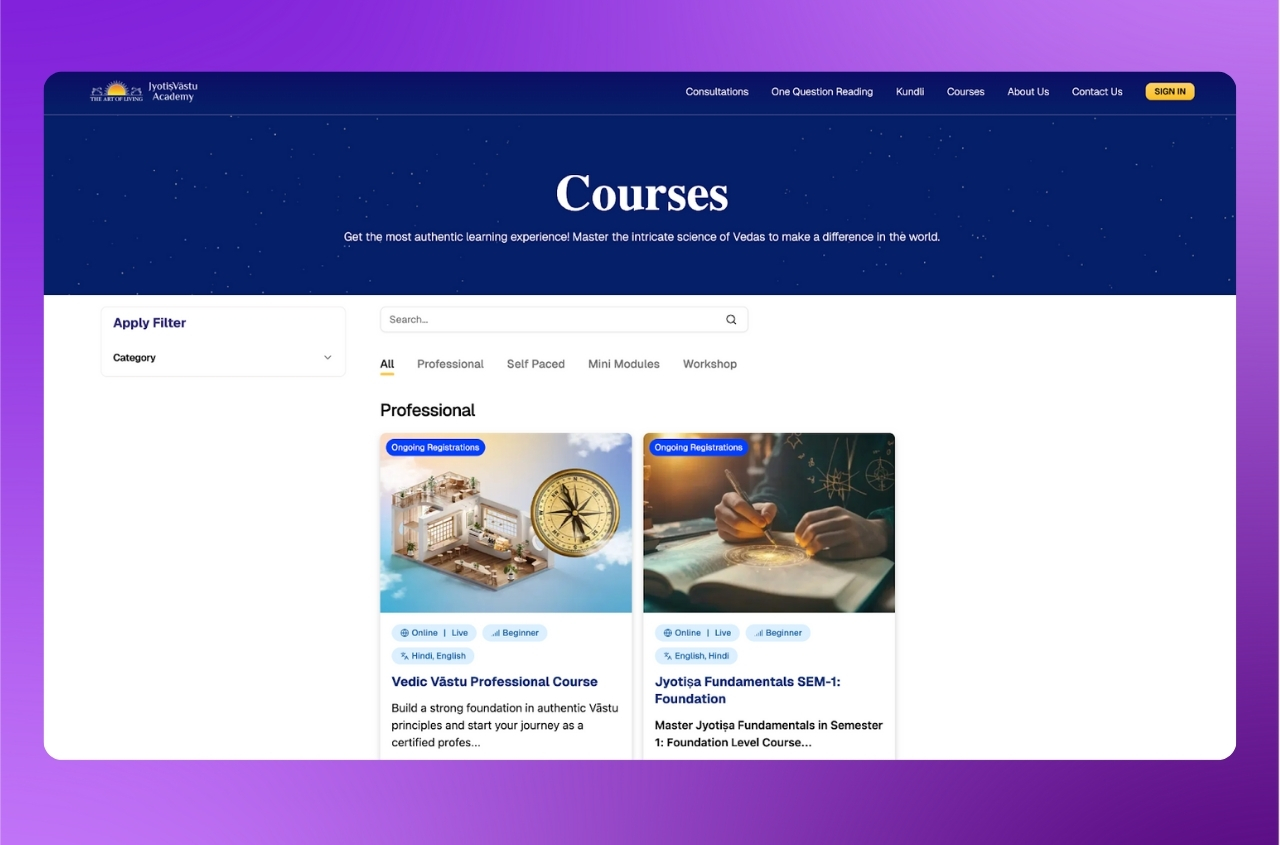 Jyotis Vastu Academy Courses